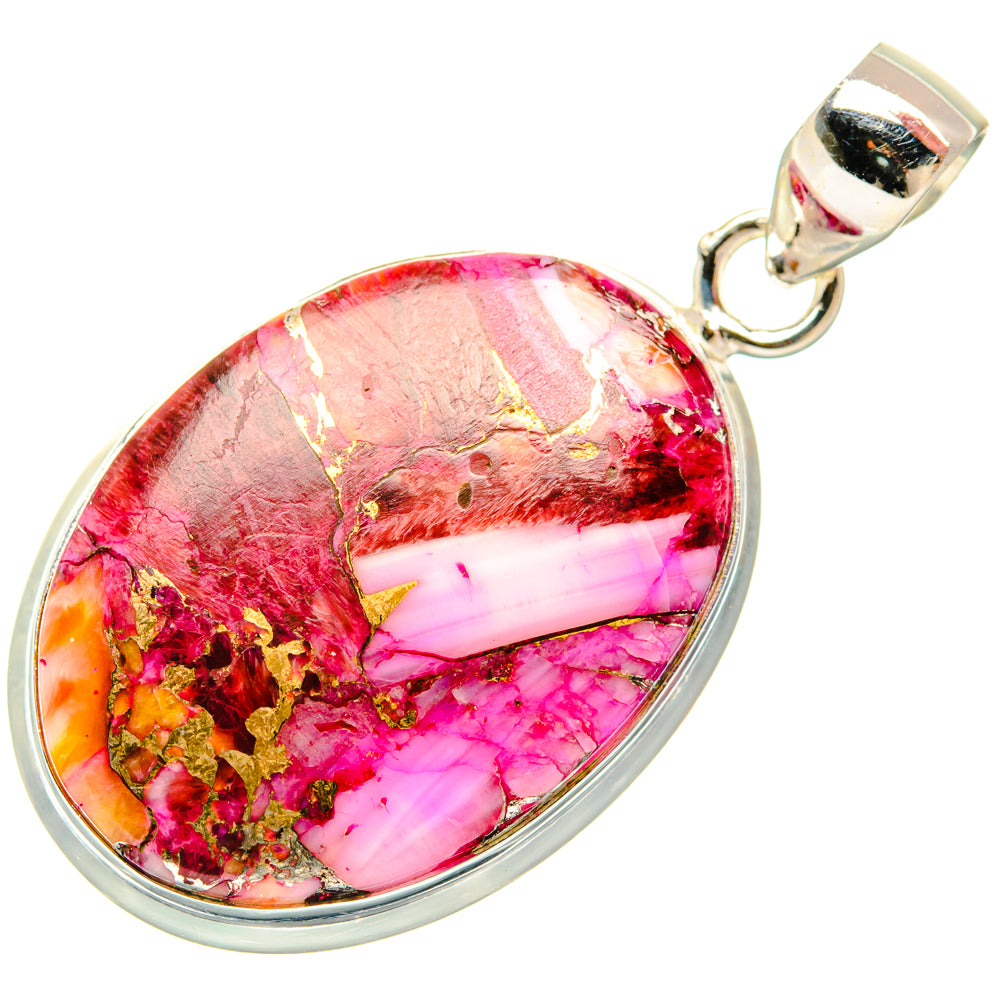 Kingman Pink Dahlia Turquoise Pendants handcrafted by Ana Silver Co - PD29028 - Photo 2