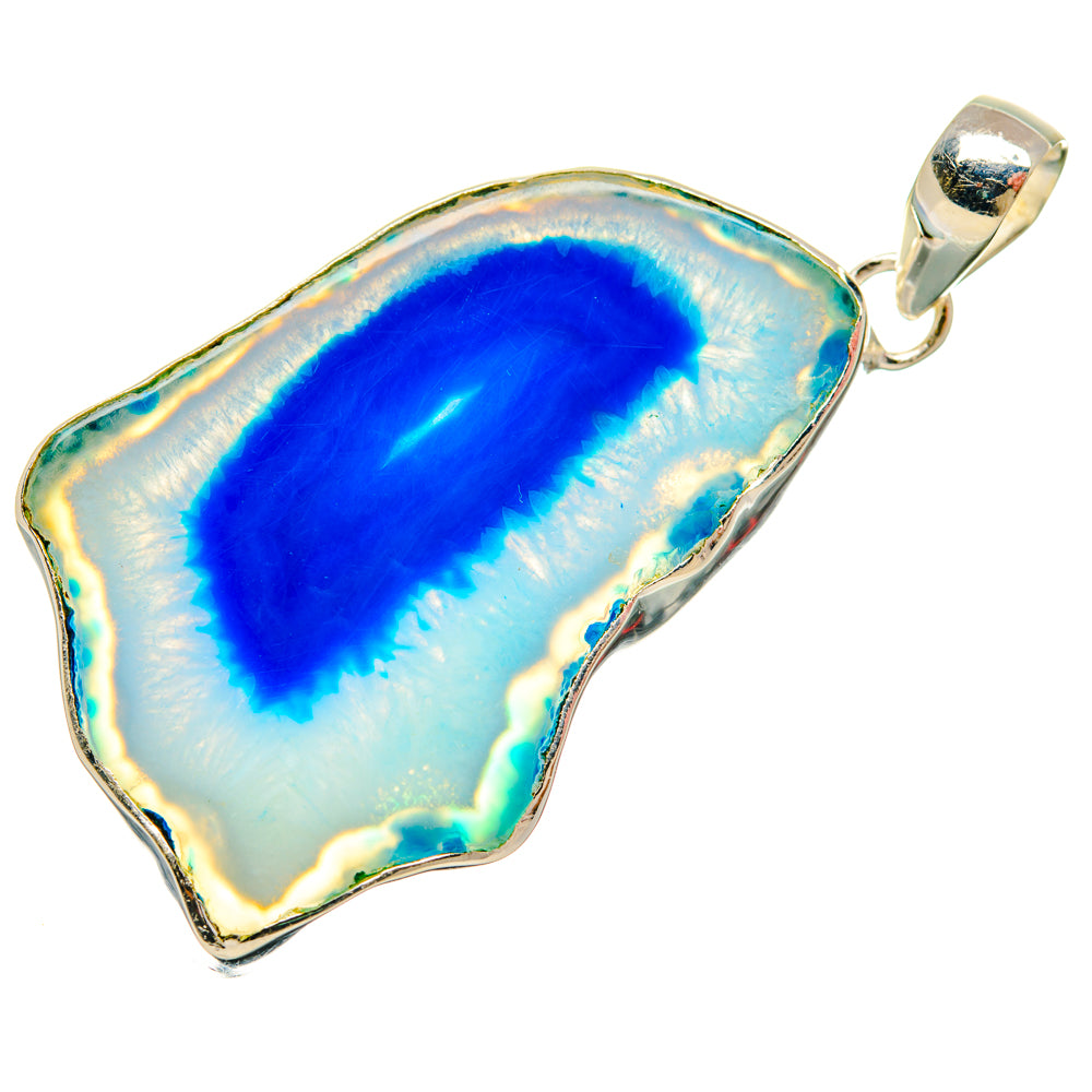 Blue Geode Slice Pendants handcrafted by Ana Silver Co - PD29043 - Photo 2
