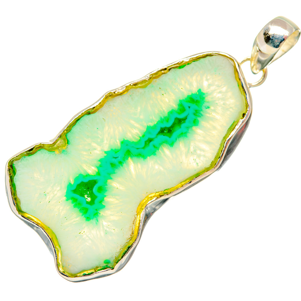 Green Geode Slice Pendants handcrafted by Ana Silver Co - PD29052 - Photo 2