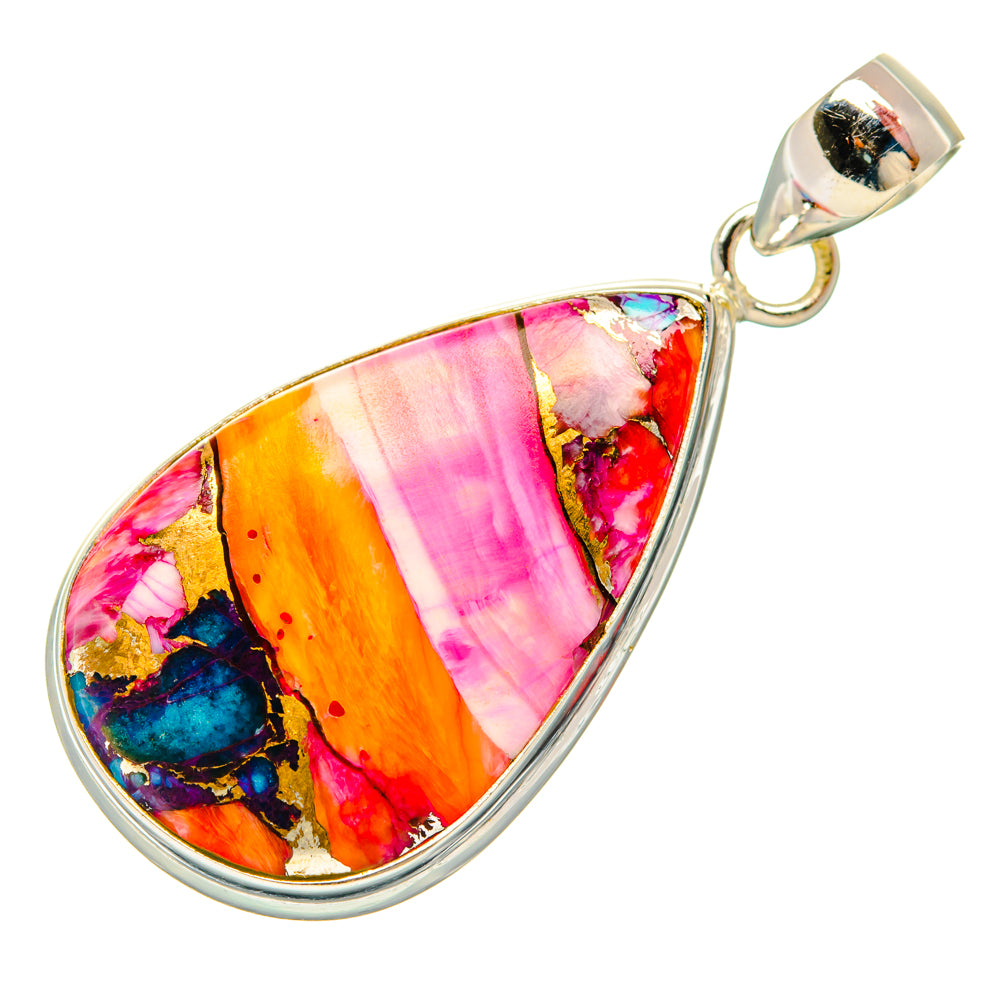 Kingman Pink Dahlia Turquoise Pendants handcrafted by Ana Silver Co - PD29212 - Photo 2