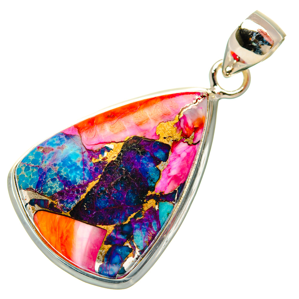 Kingman Pink Dahlia Turquoise Pendants handcrafted by Ana Silver Co - PD29214 - Photo 2