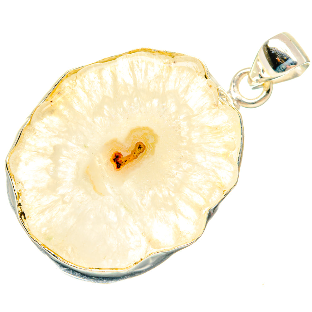 White Geode Slice Pendants handcrafted by Ana Silver Co - PD29252 - Photo 2
