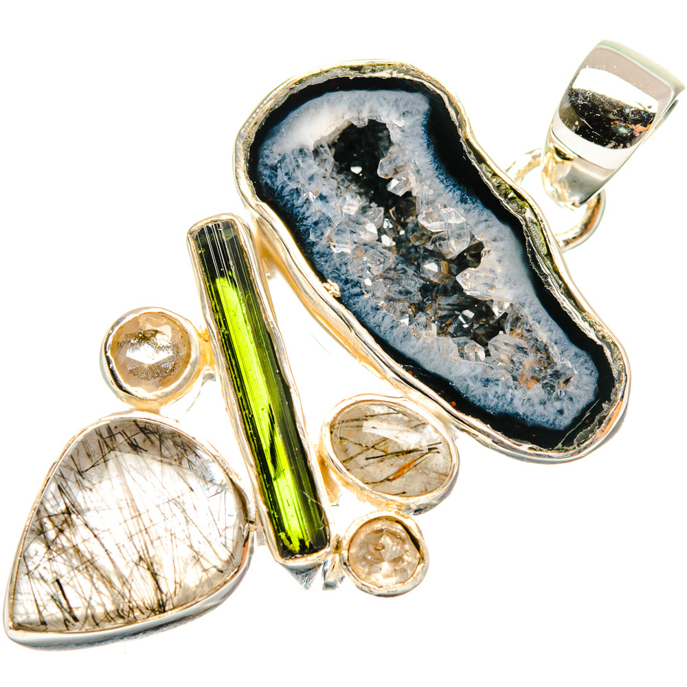 Black Geode Slice Pendants handcrafted by Ana Silver Co - PD29469 - Photo 2