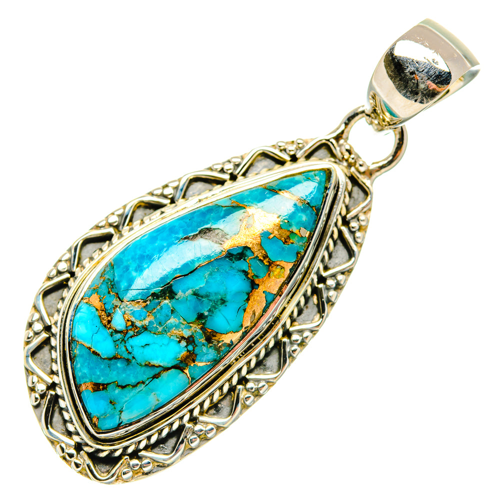 Blue Copper Composite Turquoise Pendants handcrafted by Ana Silver Co - PD29597 - Photo 2