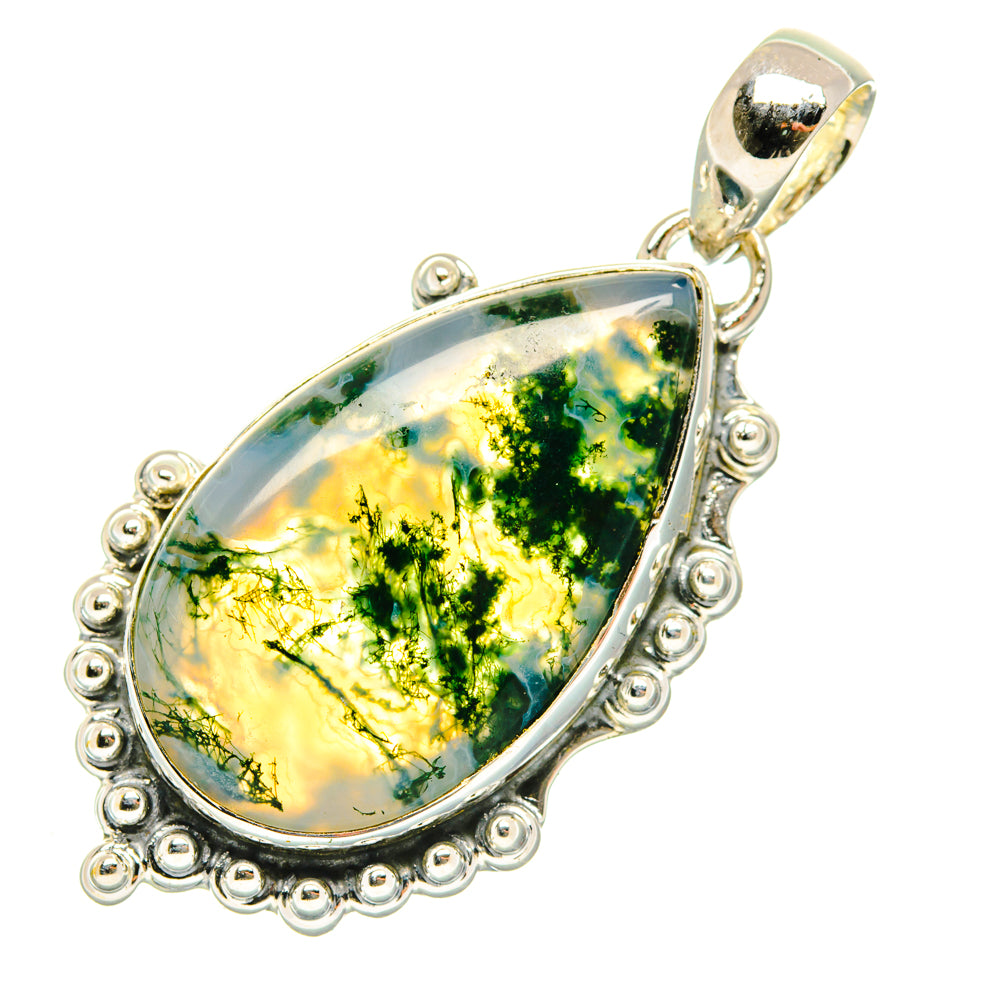Green Moss Agate Pendants handcrafted by Ana Silver Co - PD29636 - Photo 2