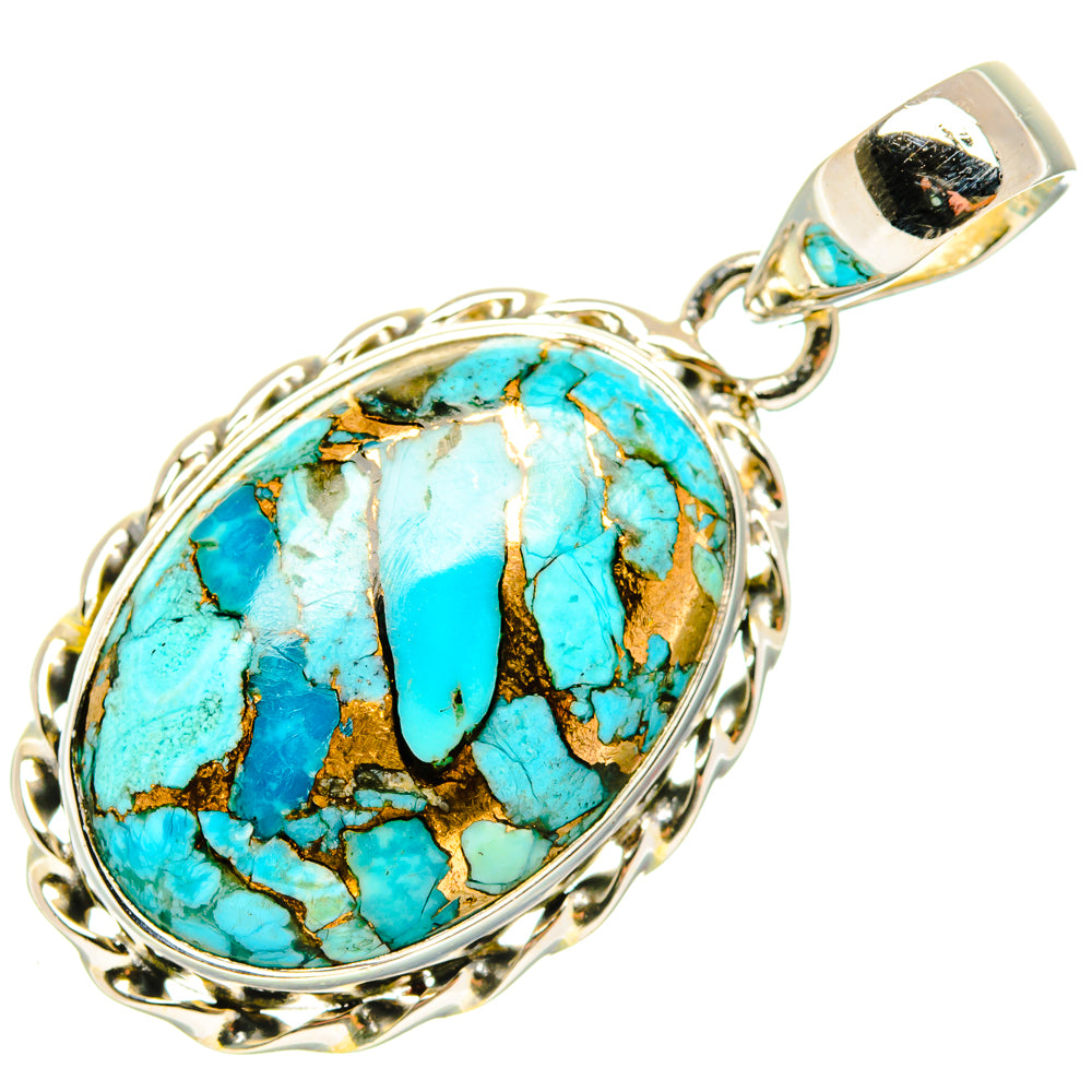 Blue Copper Composite Turquoise Pendants handcrafted by Ana Silver Co - PD29647 - Photo 2