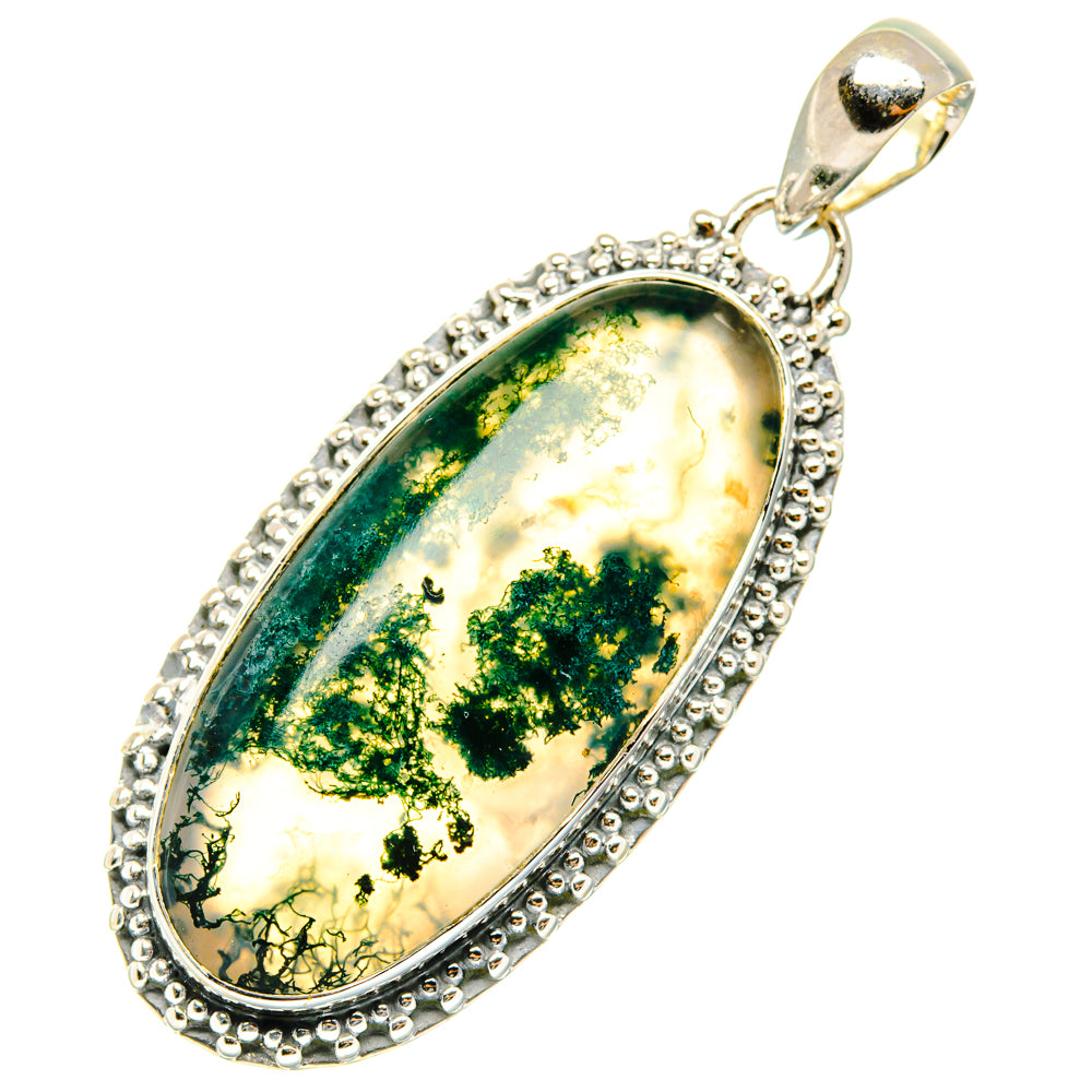 Green Moss Agate Pendants handcrafted by Ana Silver Co - PD29678 - Photo 2