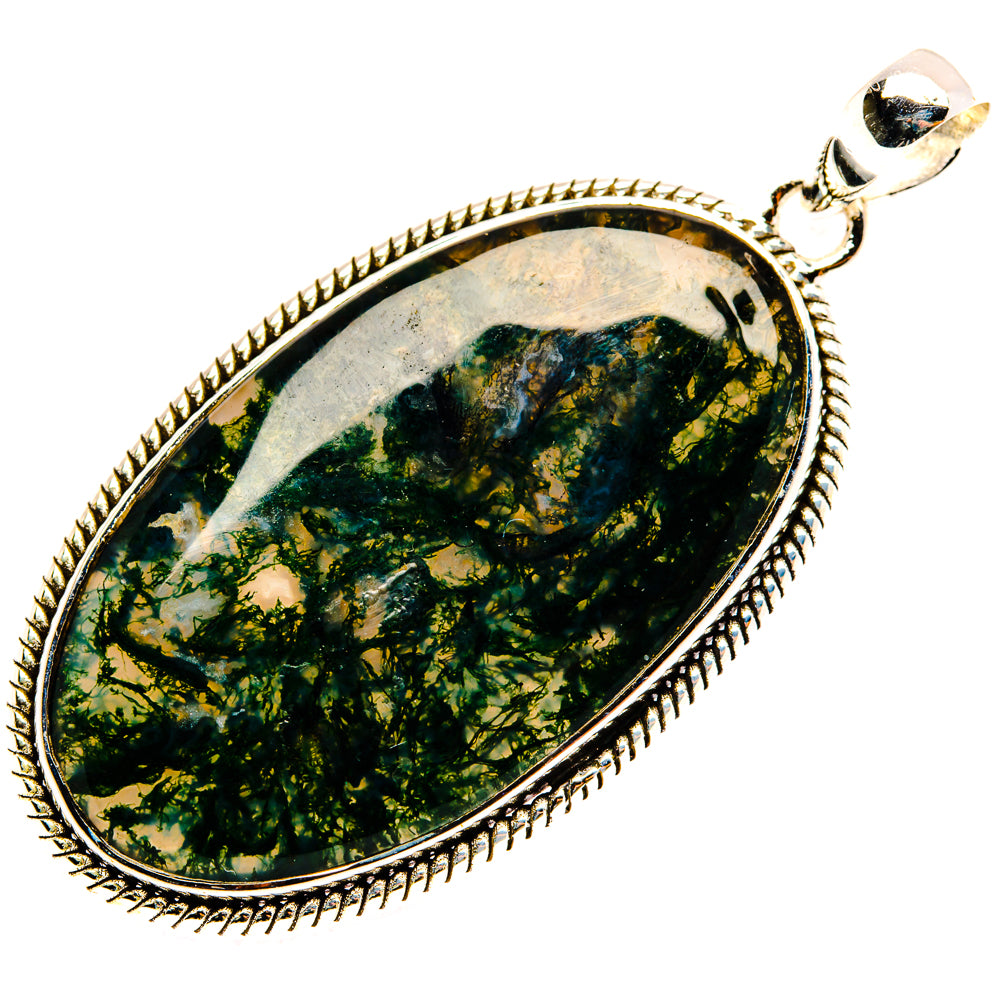 Green Moss Agate Pendants handcrafted by Ana Silver Co - PD29826 - Photo 2