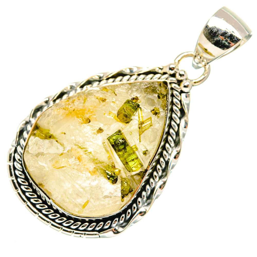 Green Tourmaline In Quartz Pendants handcrafted by Ana Silver Co - PD30110 - Photo 2