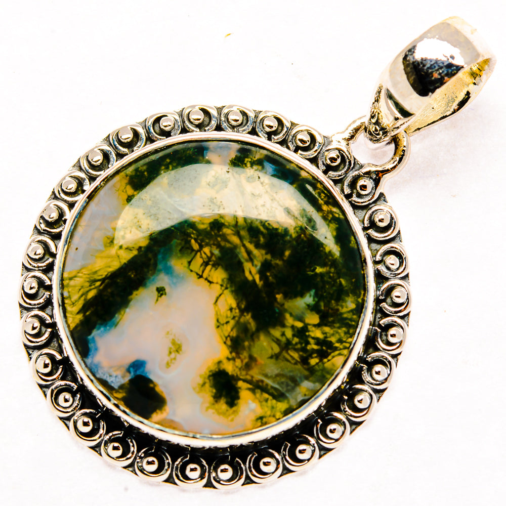 Green Moss Agate Pendants handcrafted by Ana Silver Co - PD30228 - Photo 2