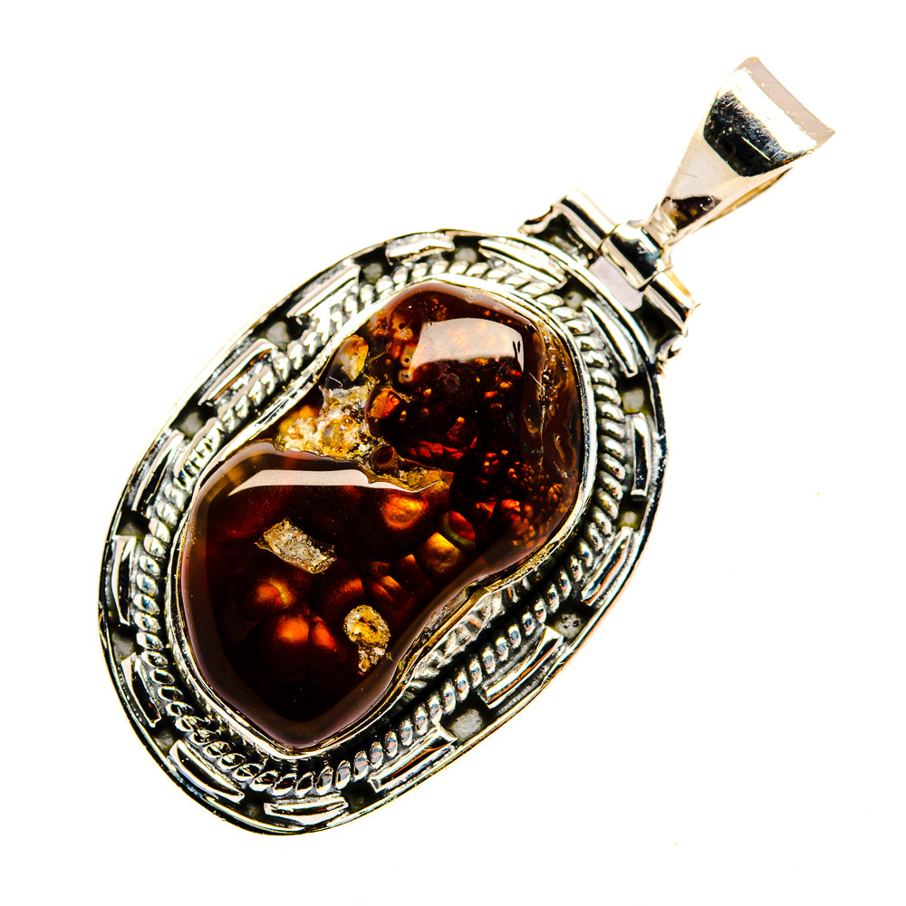 Mexican Fire Agate Pendants handcrafted by Ana Silver Co - PD30349 - Photo 2