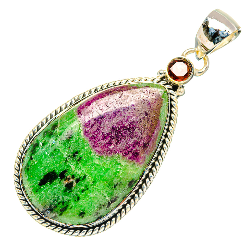 Ruby Zoisite Pendants handcrafted by Ana Silver Co - PD30936 - Photo 2