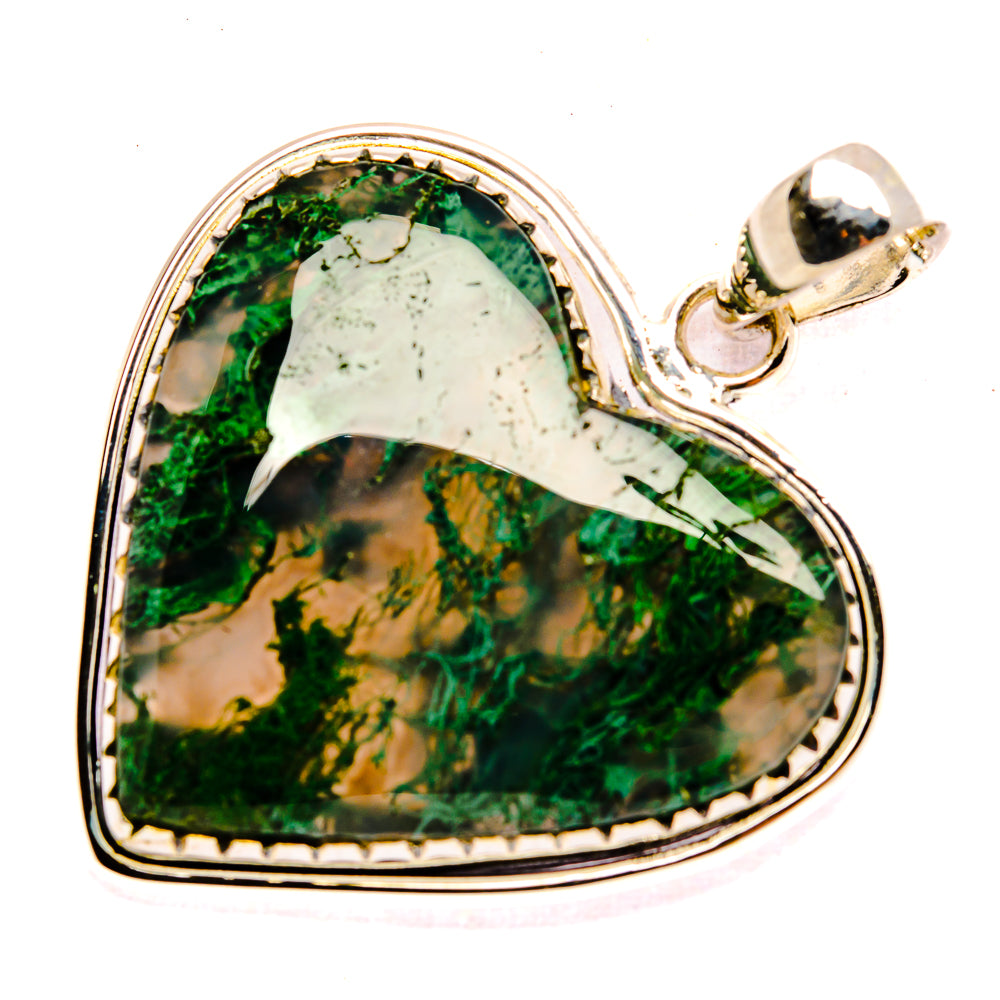 Green Moss Agate Pendants handcrafted by Ana Silver Co - PD31007 - Photo 2