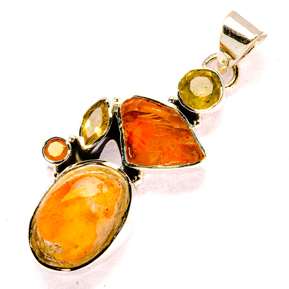 Mexican Fire Opal Pendants handcrafted by Ana Silver Co - PD31101 - Photo 2