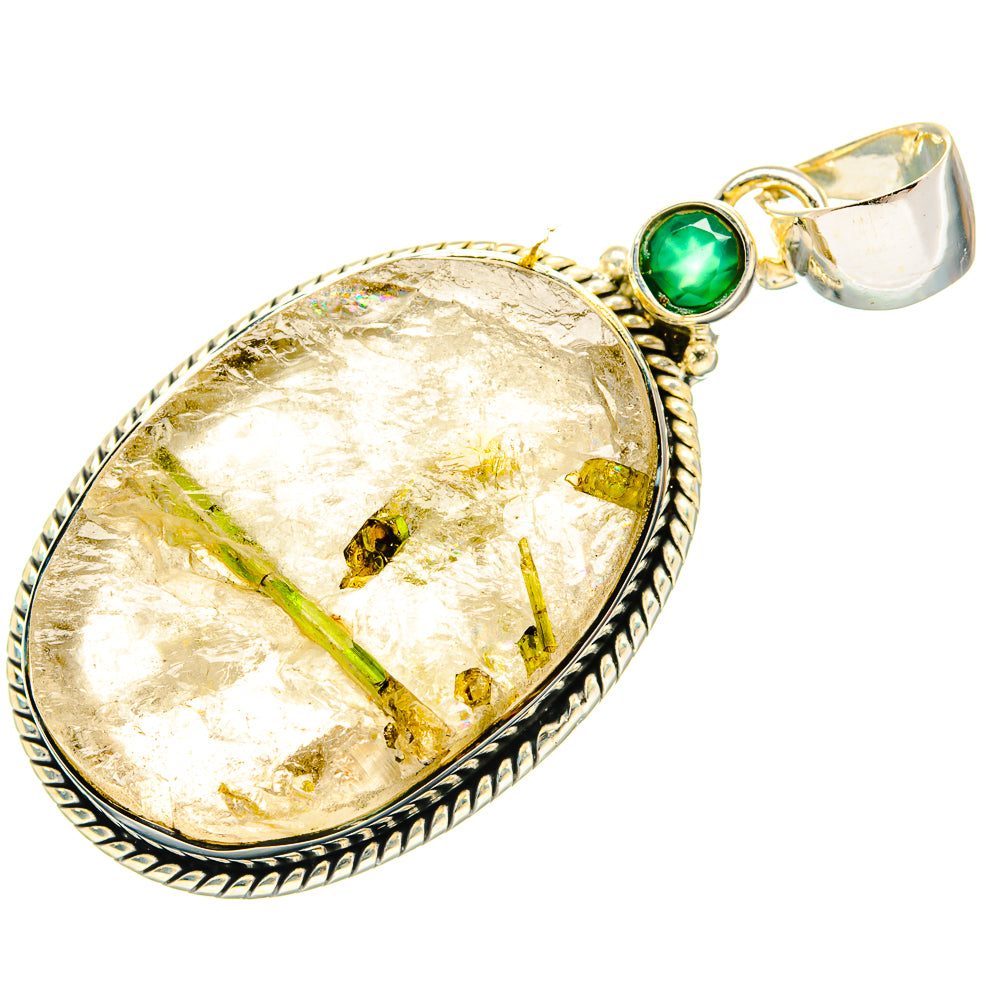 Green Tourmaline In Quartz Pendants handcrafted by Ana Silver Co - PD31140 - Photo 2