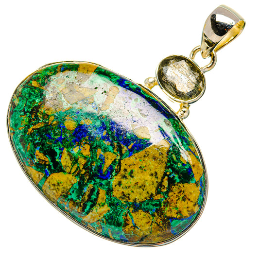 Azurite In Malachite Pendants handcrafted by Ana Silver Co - PD31176 - Photo 2