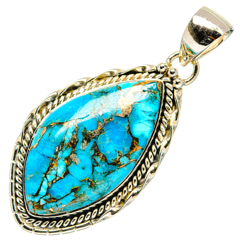 Blue Copper Composite Turquoise Pendants handcrafted by Ana Silver Co - PD31272 - Photo 2