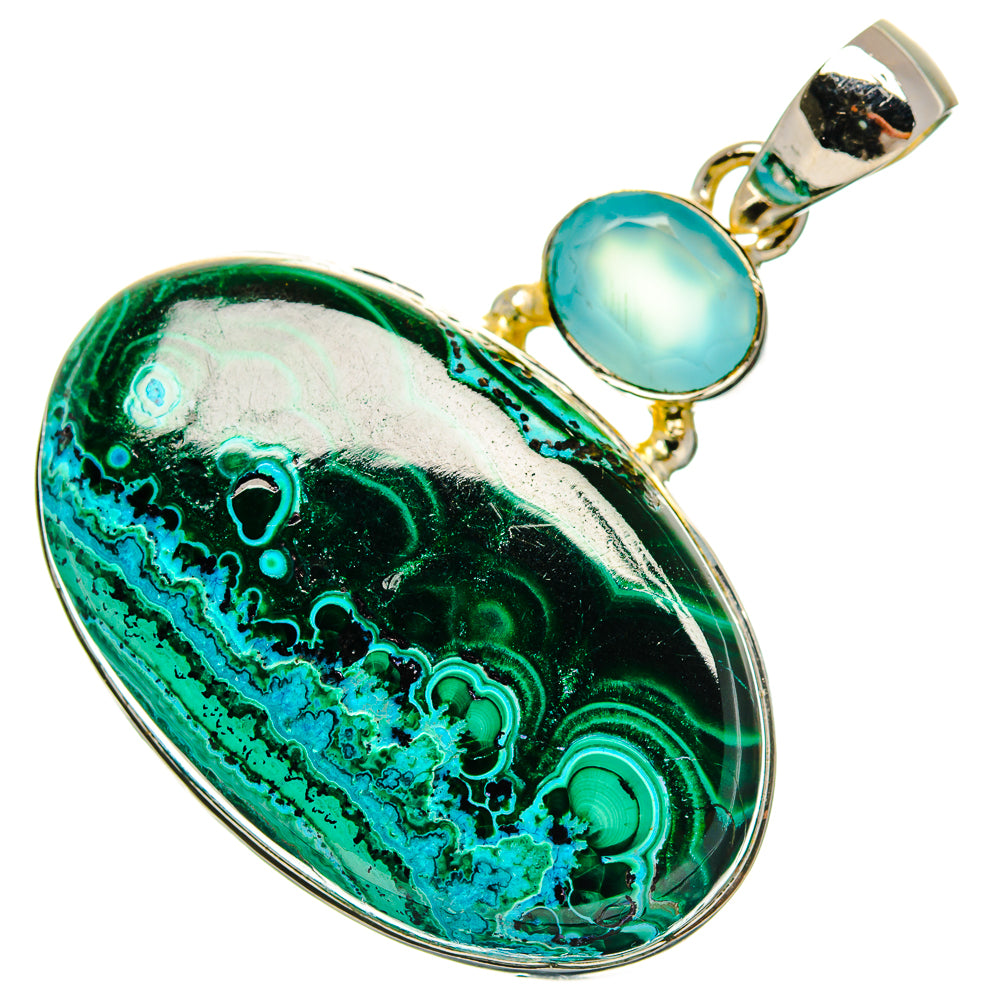 Malachite In Chrysocolla Pendants handcrafted by Ana Silver Co - PD31282 - Photo 2