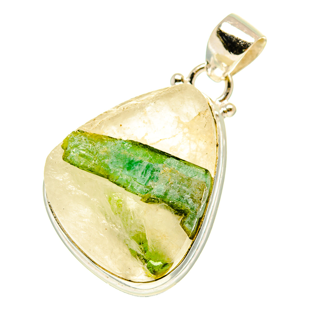 Green Tourmaline In Quartz Pendants handcrafted by Ana Silver Co - PD3166