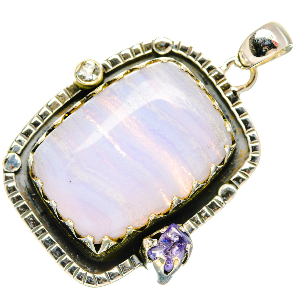 Cobalto Calcite Druzy Pendants handcrafted by Ana Silver Co - PD31677 - Photo 2