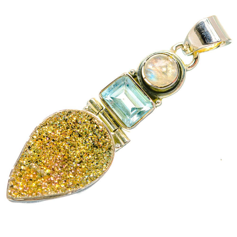 Spectro Pyrite Druzy Pendants handcrafted by Ana Silver Co - PD31977 - Photo 2