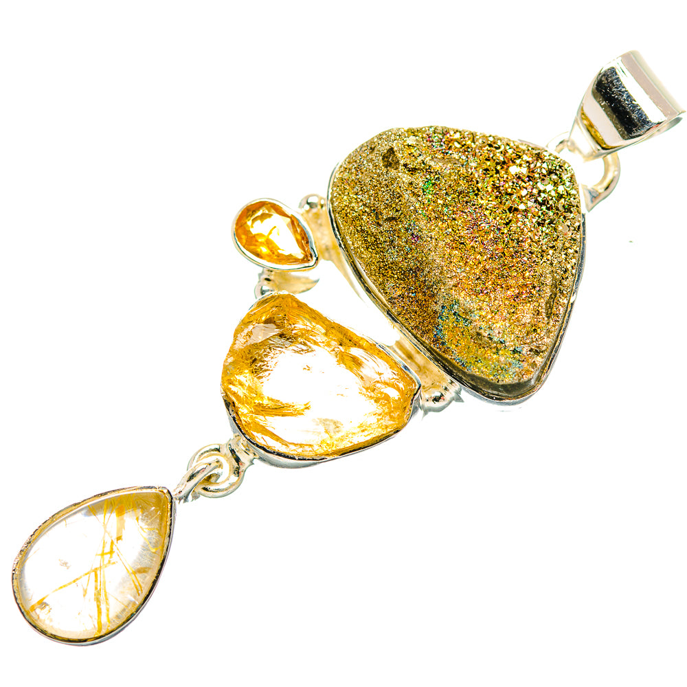 Spectro Pyrite Druzy Pendants handcrafted by Ana Silver Co - PD32044 - Photo 2