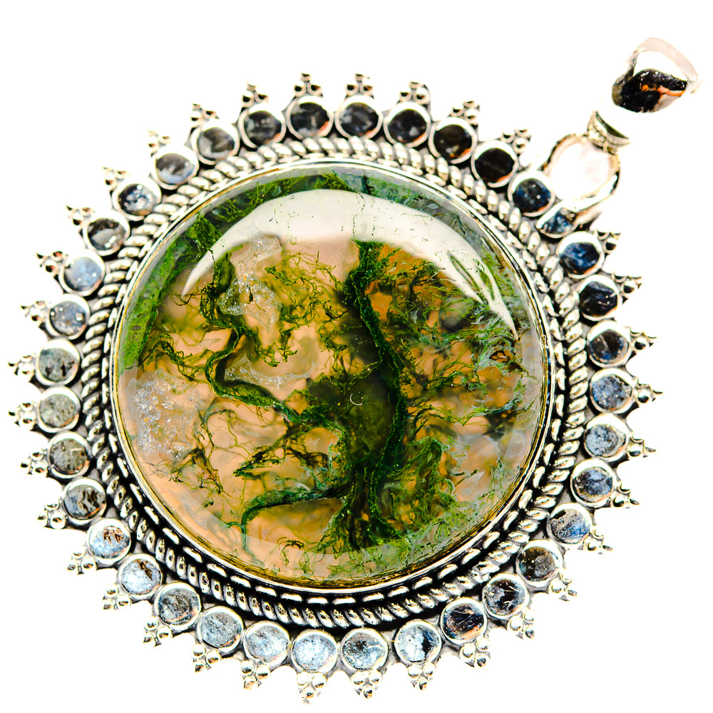 Green Moss Agate Pendants handcrafted by Ana Silver Co - PD32053 - Photo 2