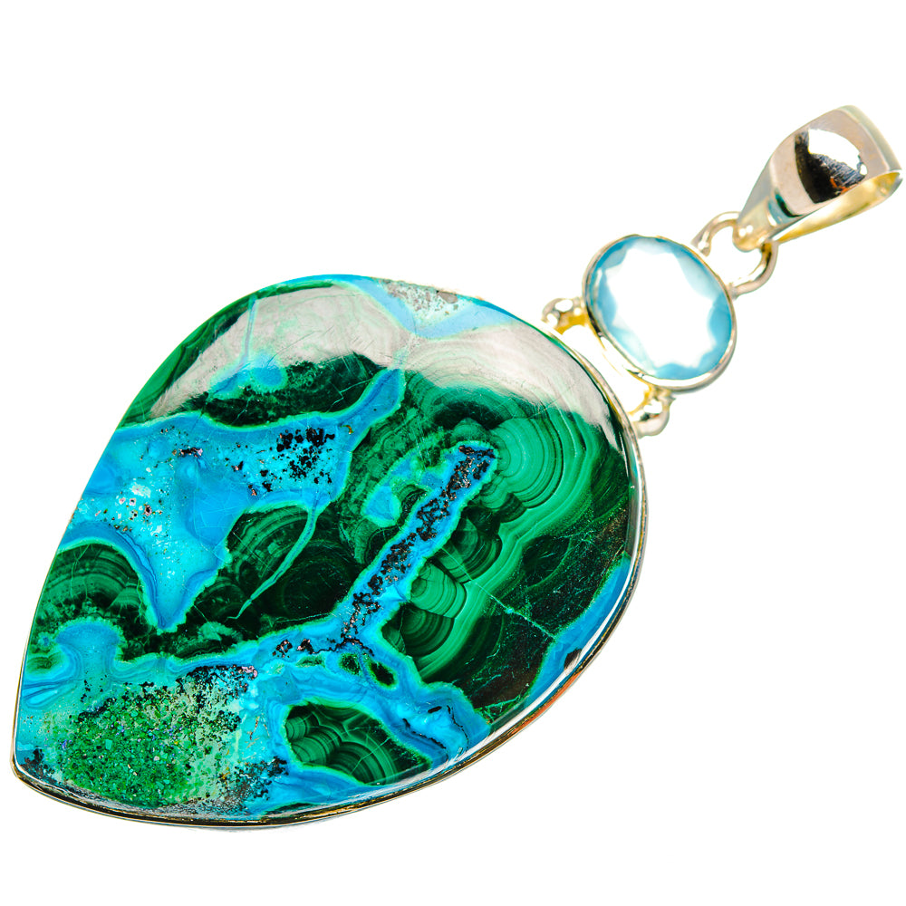 Malachite In Chrysocolla Pendants handcrafted by Ana Silver Co - PD32073 - Photo 2