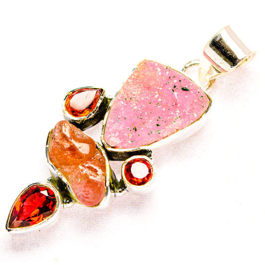 Cobalto Calcite Druzy Pendants handcrafted by Ana Silver Co - PD32188 - Photo 2