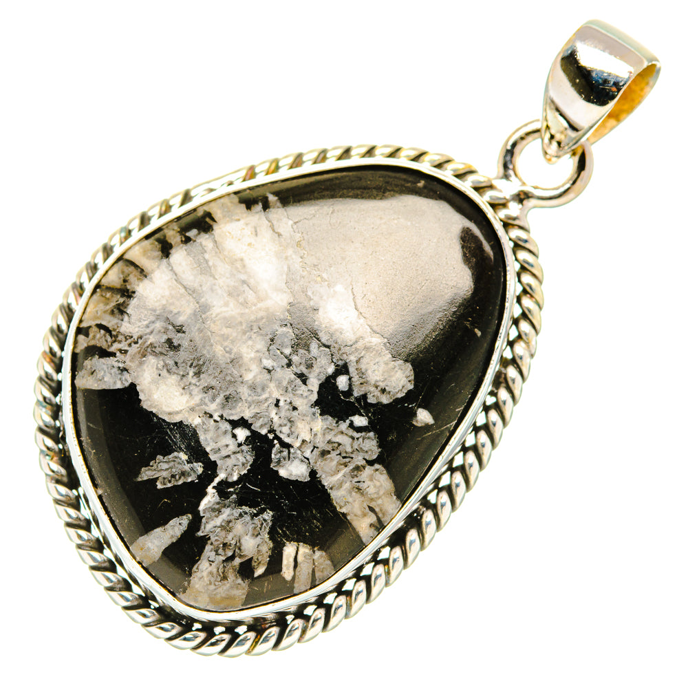 Teardrop black druzy stone pendant in 925 sterling silver bezel with loop bail