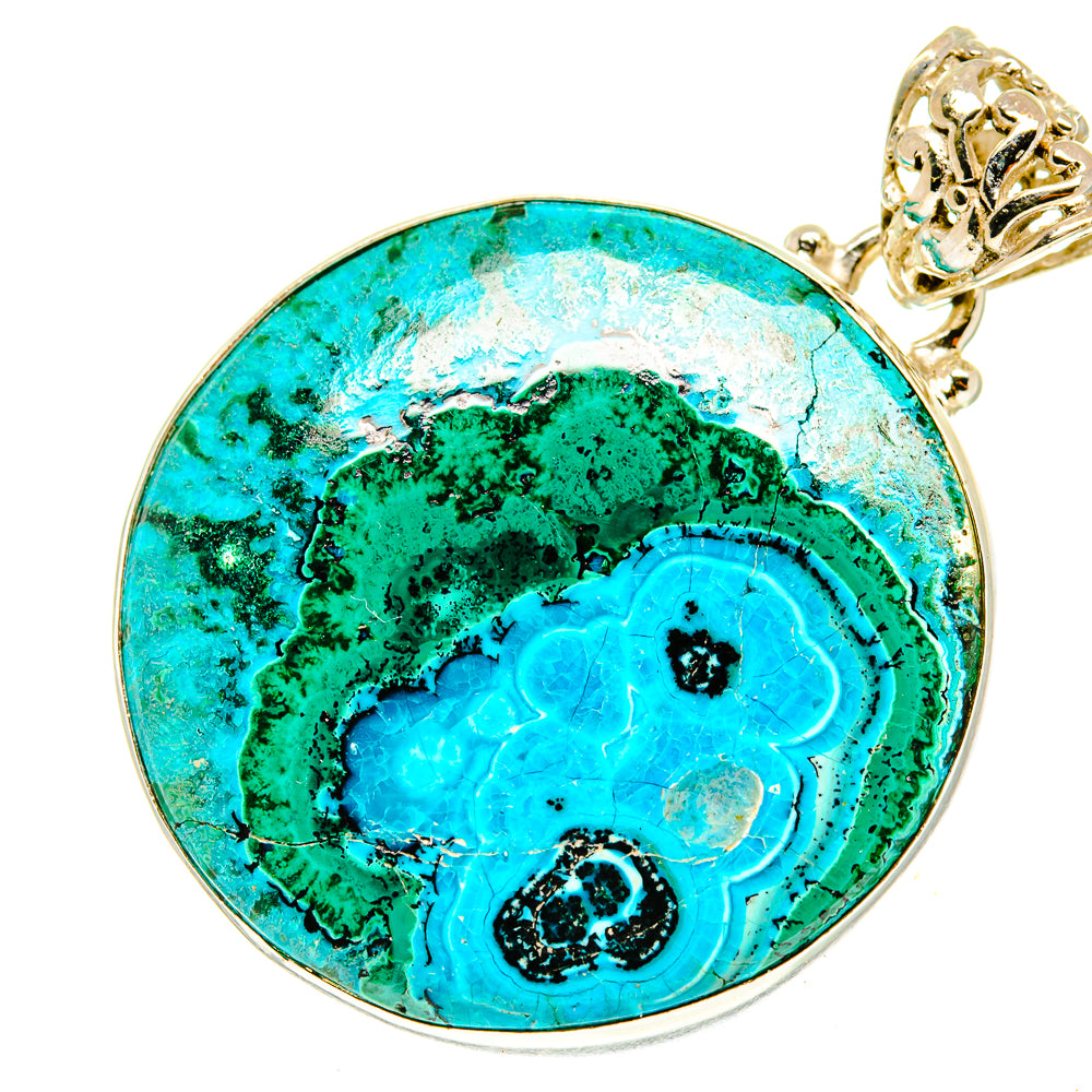 Malachite In Chrysocolla Pendants handcrafted by Ana Silver Co - PD3334