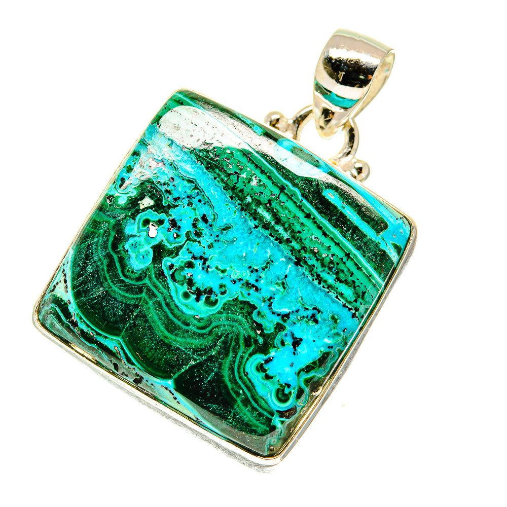 Malachite In Chrysocolla Pendants handcrafted by Ana Silver Co - PD3346