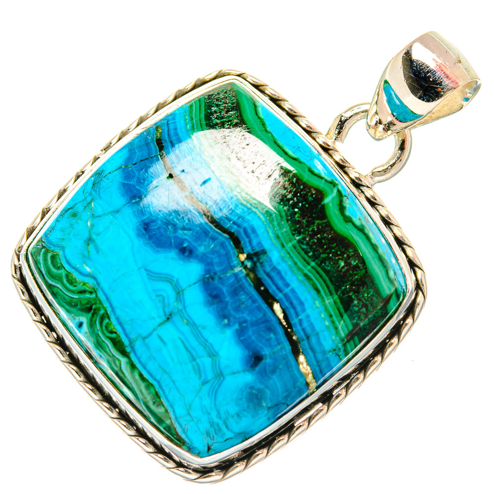 Malachite In Chrysocolla Pendants handcrafted by Ana Silver Co - PD33770 - Photo 2