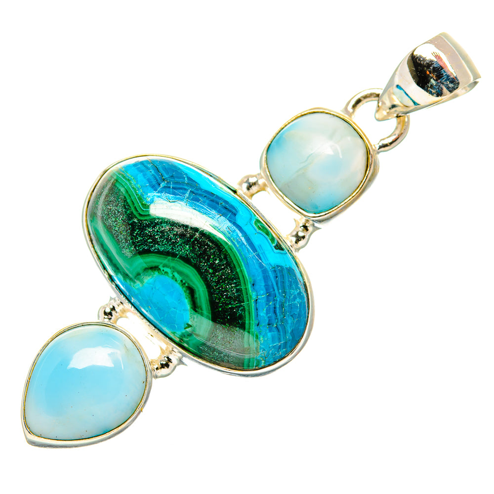 Malachite In Chrysocolla Pendants handcrafted by Ana Silver Co - PD33851 - Photo 2