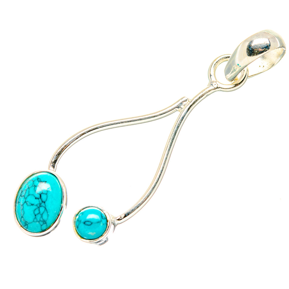 Sterling silver howlite pendant with two round turquoise cabochons