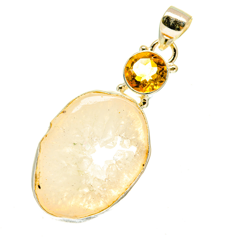White Geode Slice Pendants handcrafted by Ana Silver Co - PD3455