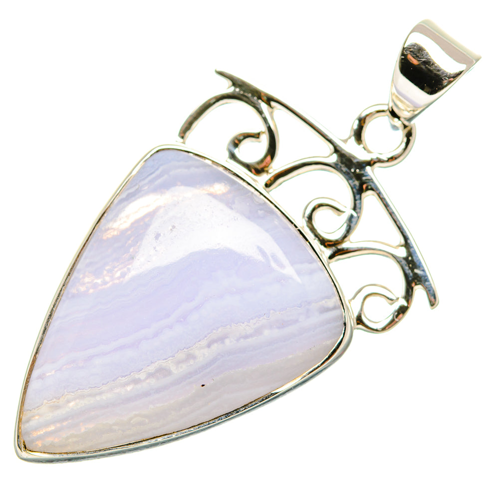 Blue Lace Agate Pendants handcrafted by Ana Silver Co - PD35049 - Photo 2
