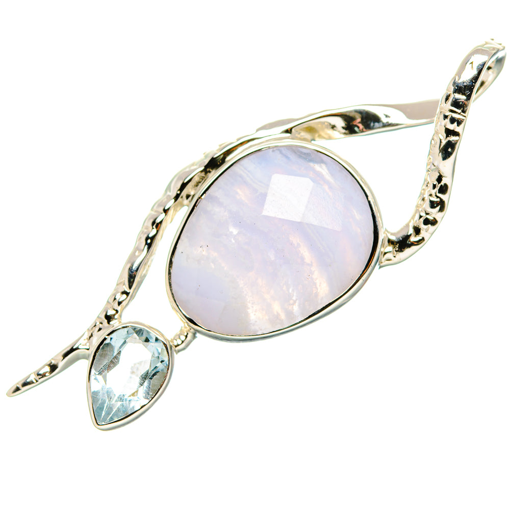 Blue Lace Agate Pendants handcrafted by Ana Silver Co - PD35051 - Photo 2