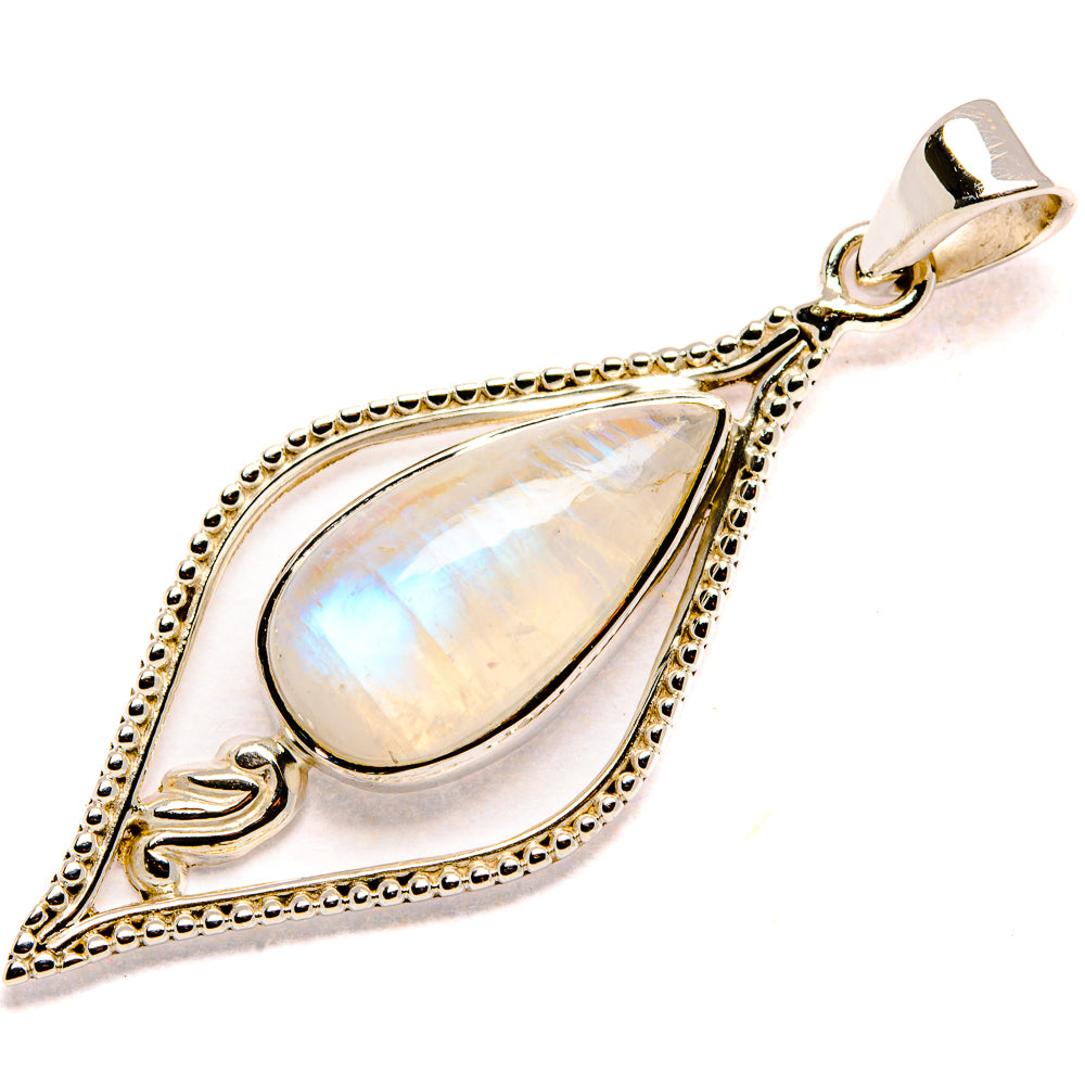 925 sterling silver moonstone pendant with pear-shaped opal teardrop and bail