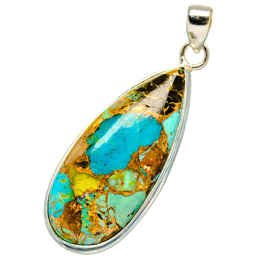 Kingman Mohave Turquoise Pendants handcrafted by Ana Silver Co - PD35125 - Photo 2