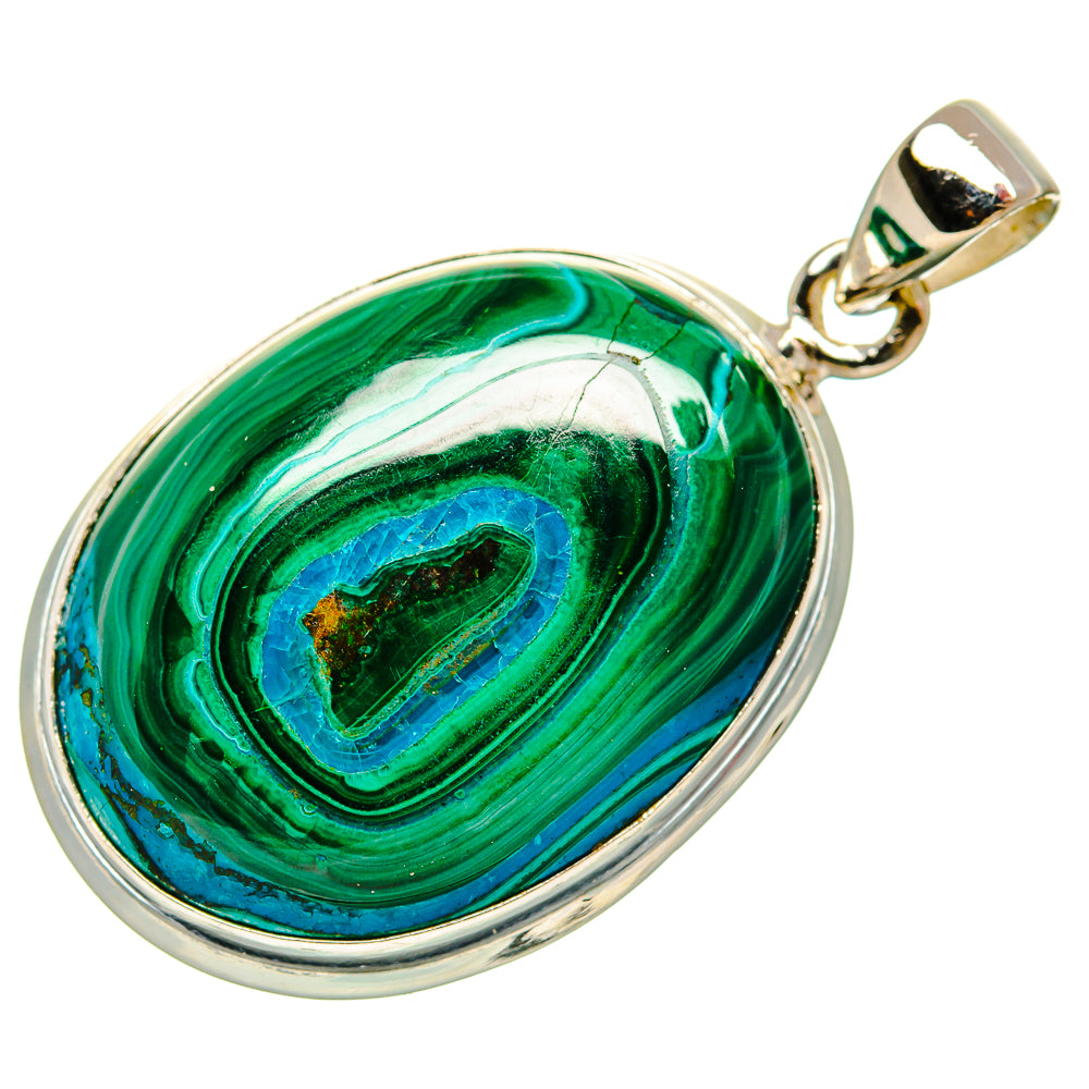 Malachite In Chrysocolla Pendants handcrafted by Ana Silver Co - PD35306 - Photo 2
