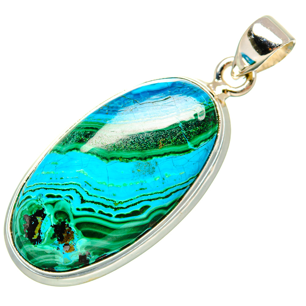 Malachite In Chrysocolla Pendants handcrafted by Ana Silver Co - PD35381 - Photo 2