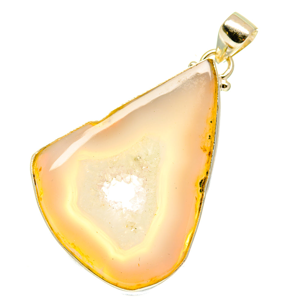 White Geode Slice Pendants handcrafted by Ana Silver Co - PD3547