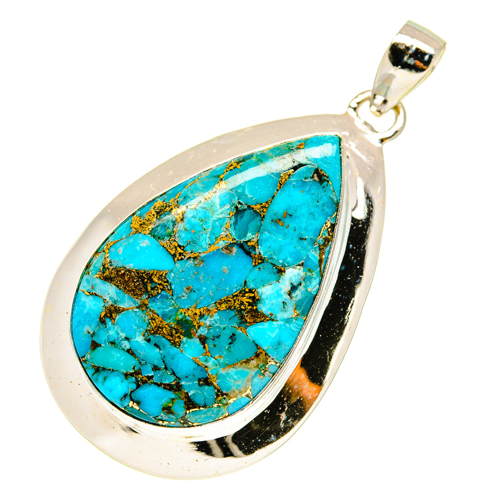 Blue Copper Composite Turquoise Pendants handcrafted by Ana Silver Co - PD3552