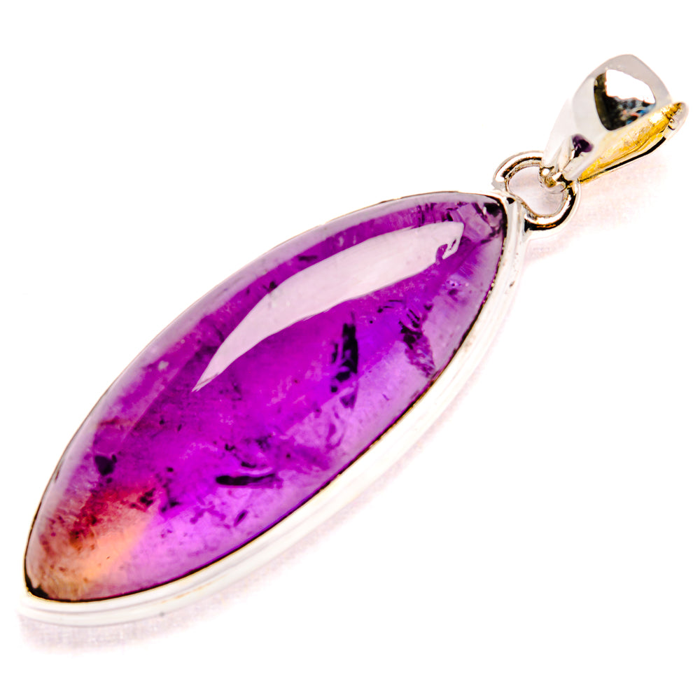 Ametrine teardrop pendant in 925 sterling silver, purple gemstone with bail