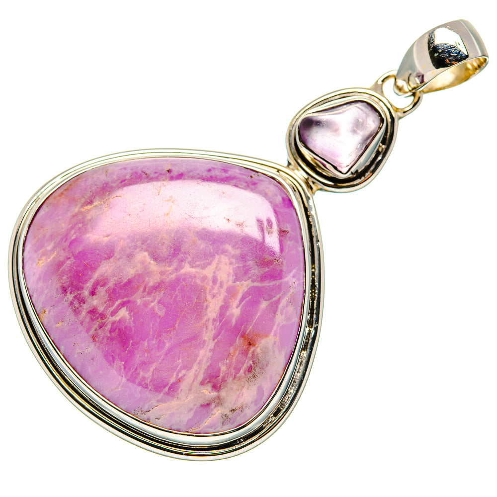 Oval purple gemstone pendant in 925 sterling silver, with hooked bail