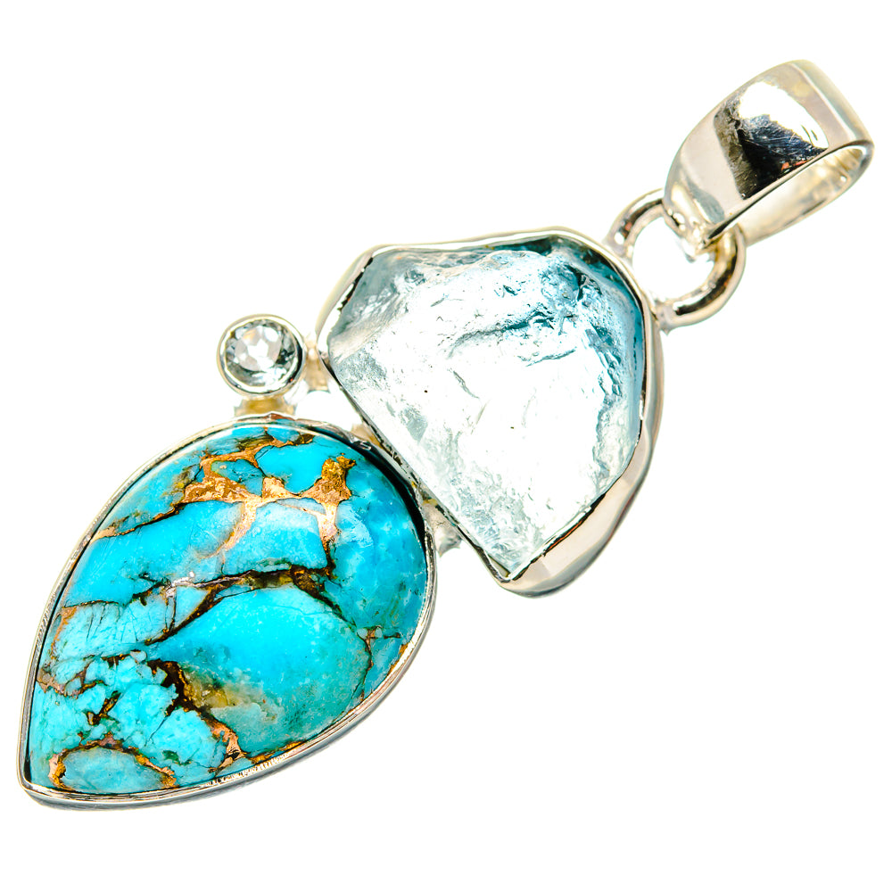 Blue Copper Composite Turquoise Pendants handcrafted by Ana Silver Co - PD35840 - Photo 2