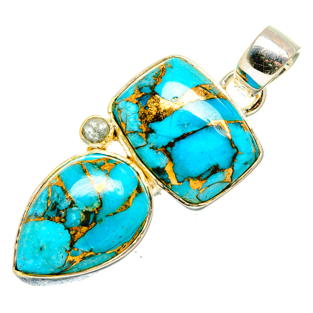 Blue Copper Composite Turquoise Pendants handcrafted by Ana Silver Co - PD35932 - Photo 2