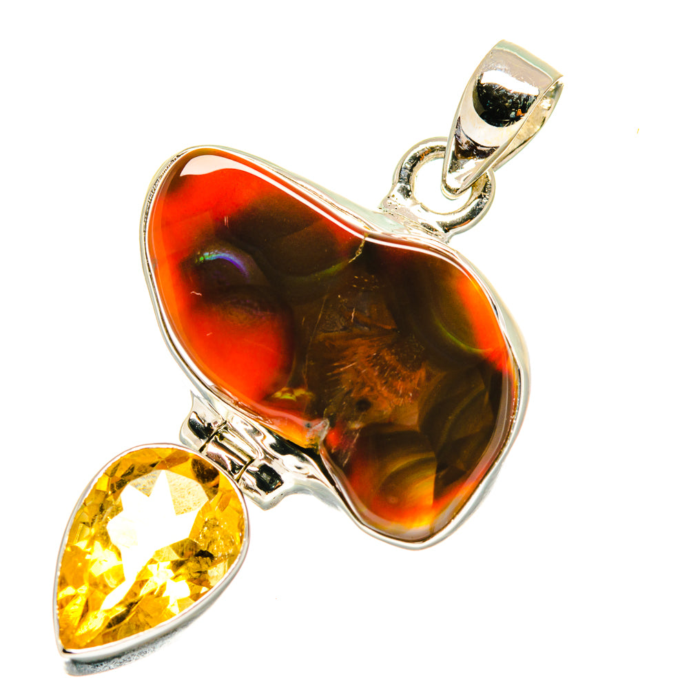 Mexican Fire Agate Pendants handcrafted by Ana Silver Co - PD3604