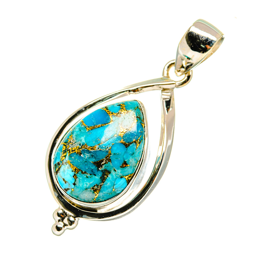 Blue Copper Composite Turquoise Pendants handcrafted by Ana Silver Co - PD3617